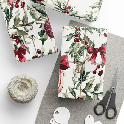 Cranberry Ribbons Wrapping Paper