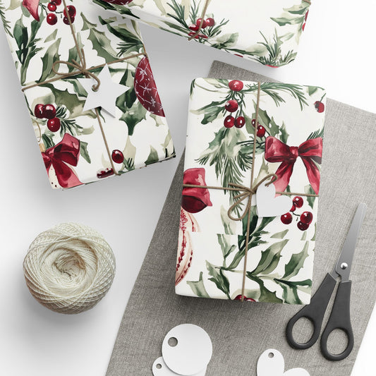 Cranberry Ribbons Wrapping Paper