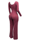Ribbed Long Sleeve Jumpsuit With Tie