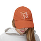 Trust God and Chill" Distressed Dad Hat