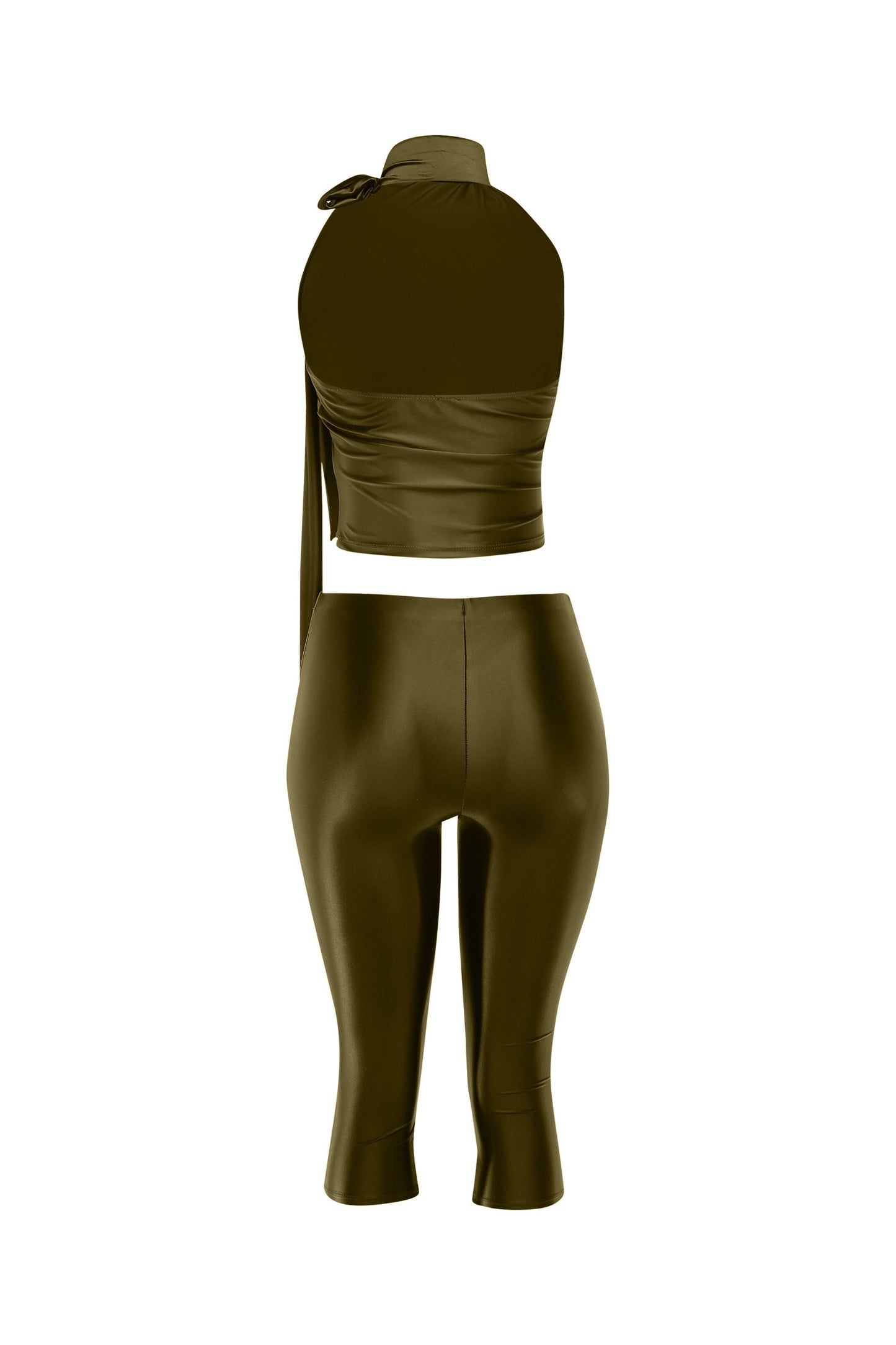 Sugar & Satin Mock Neck Capri Set