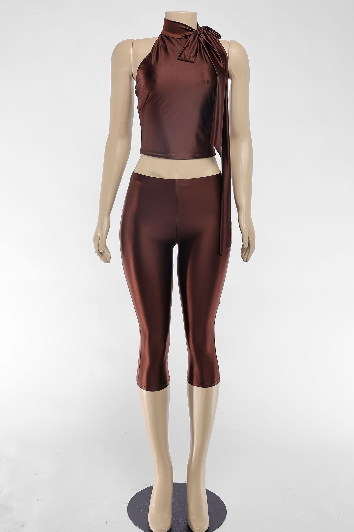 Sugar & Satin Mock Neck Capri Set