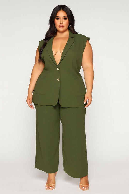 Collared Two Button Vest Matching Set