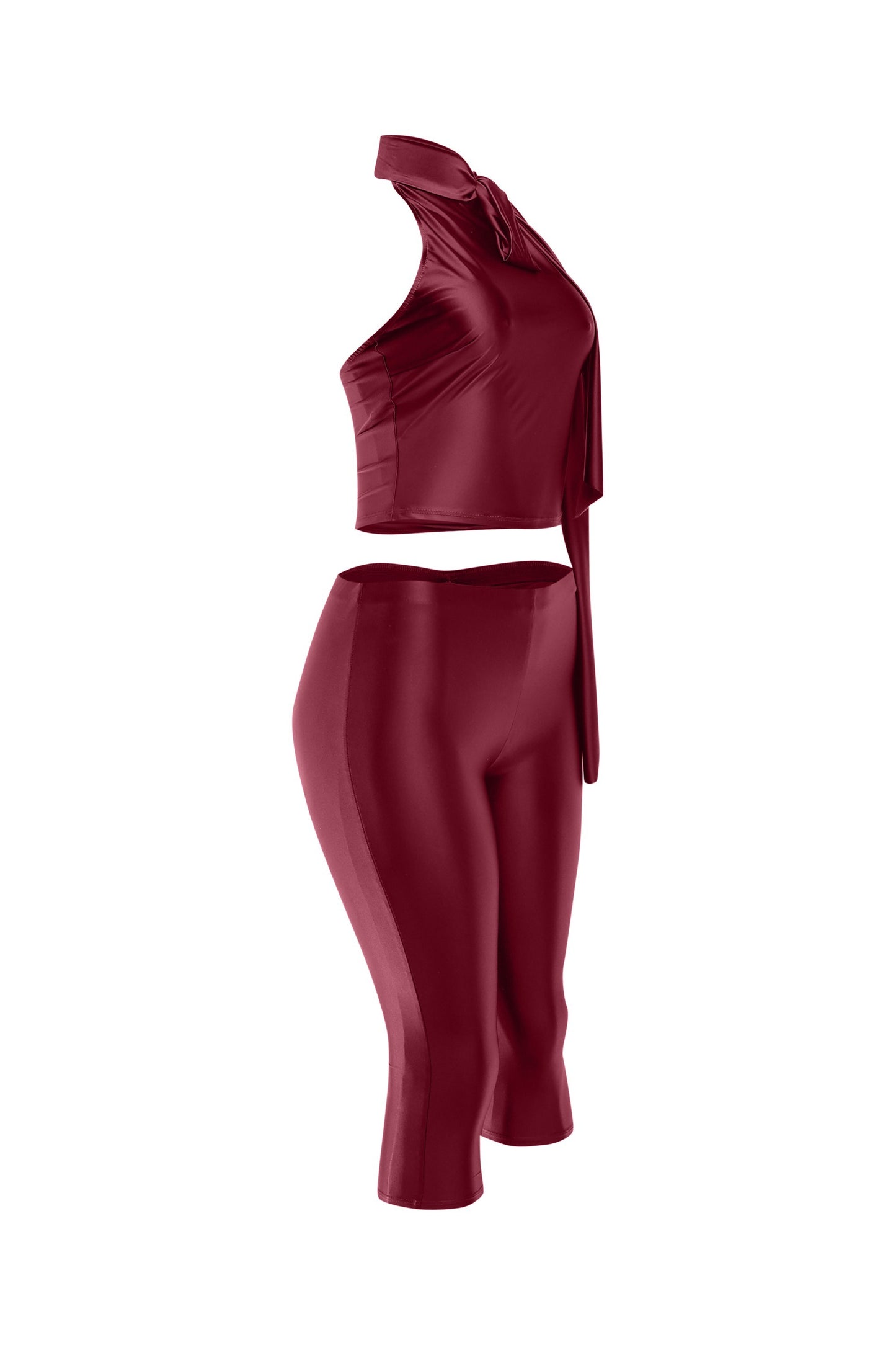 Sugar & Satin Mock Neck Capri Set
