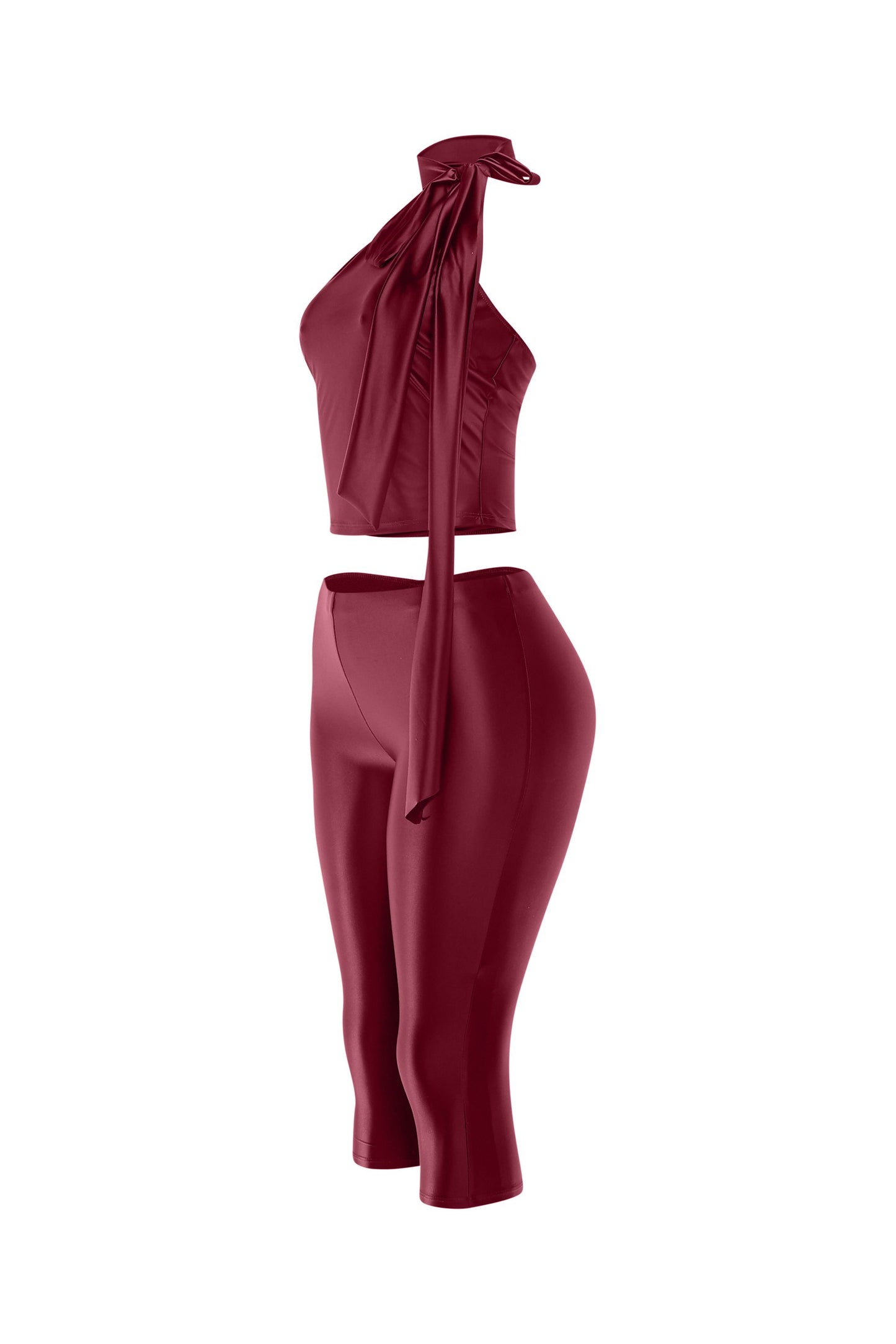 Sugar & Satin Mock Neck Capri Set