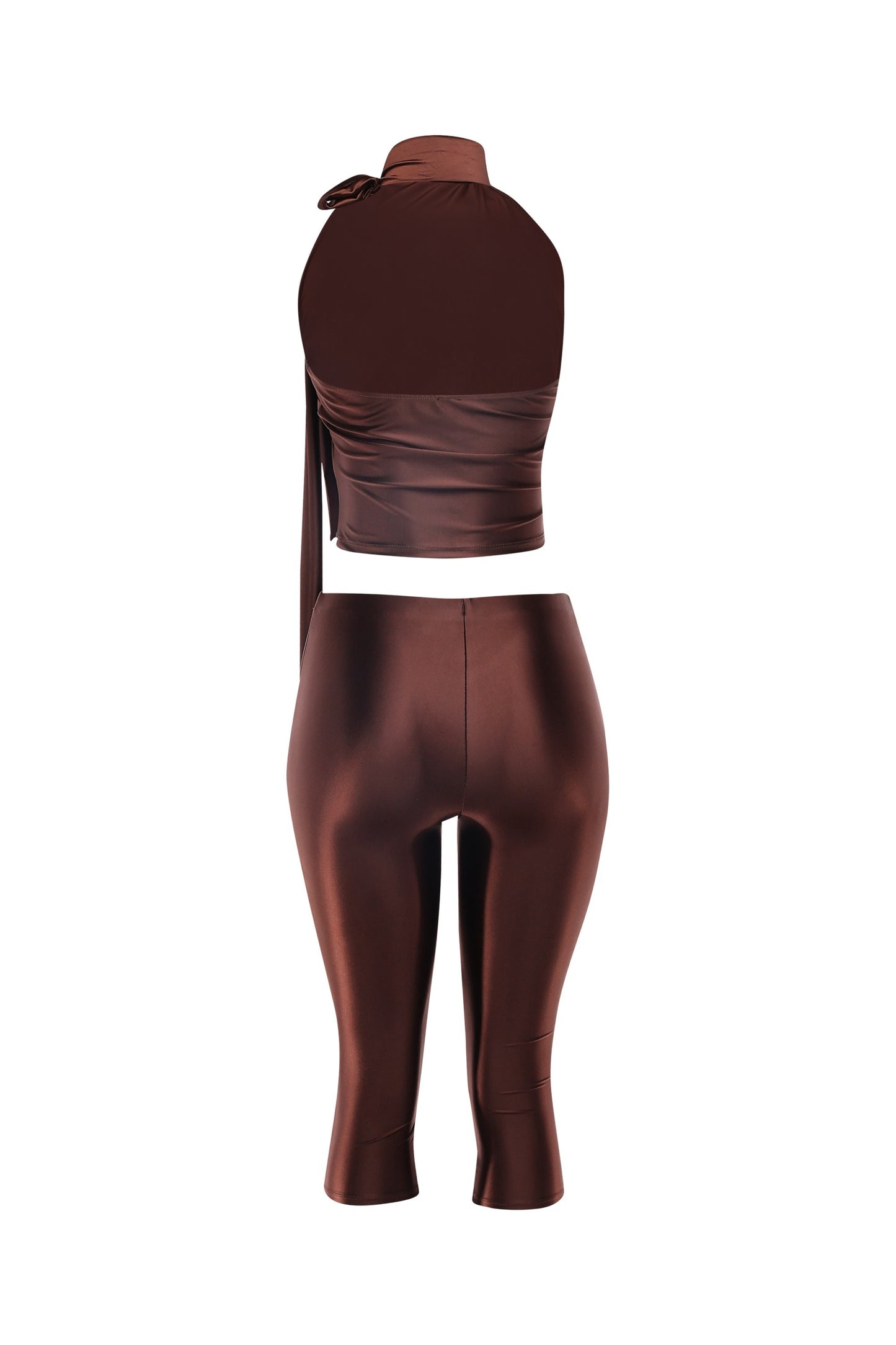Sugar & Satin Mock Neck Capri Set