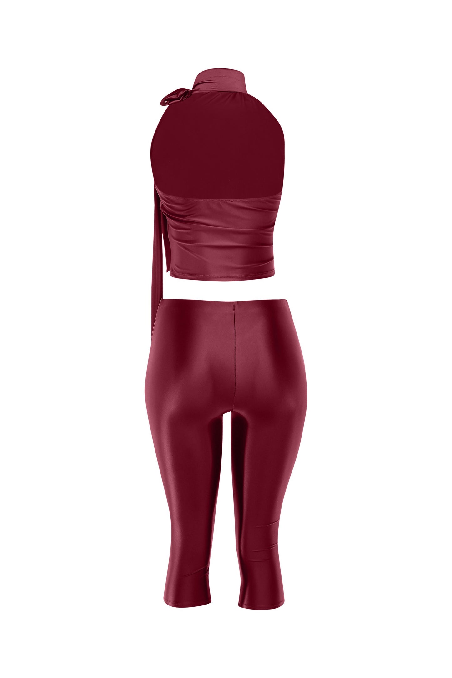Sugar & Satin Mock Neck Capri Set