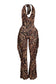 Leopard Halter Fringe Jumpsuit